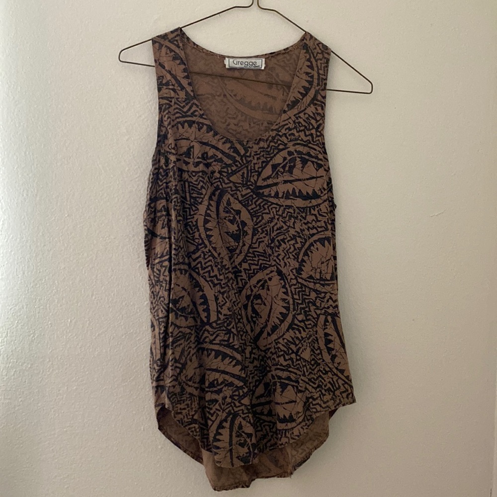 Vintage Gregge Sport Tank Top-Brown/Black
